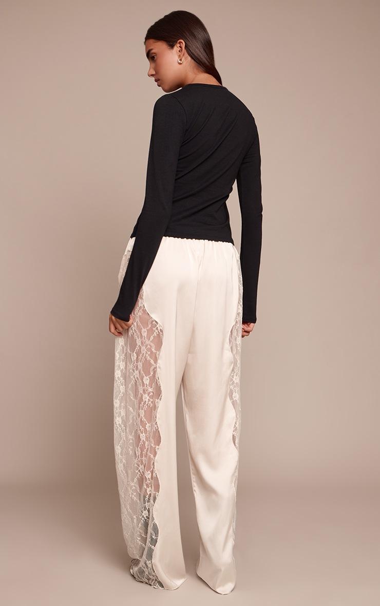 Pretty Little Thing Cream Satin Lace Drawstring Pants