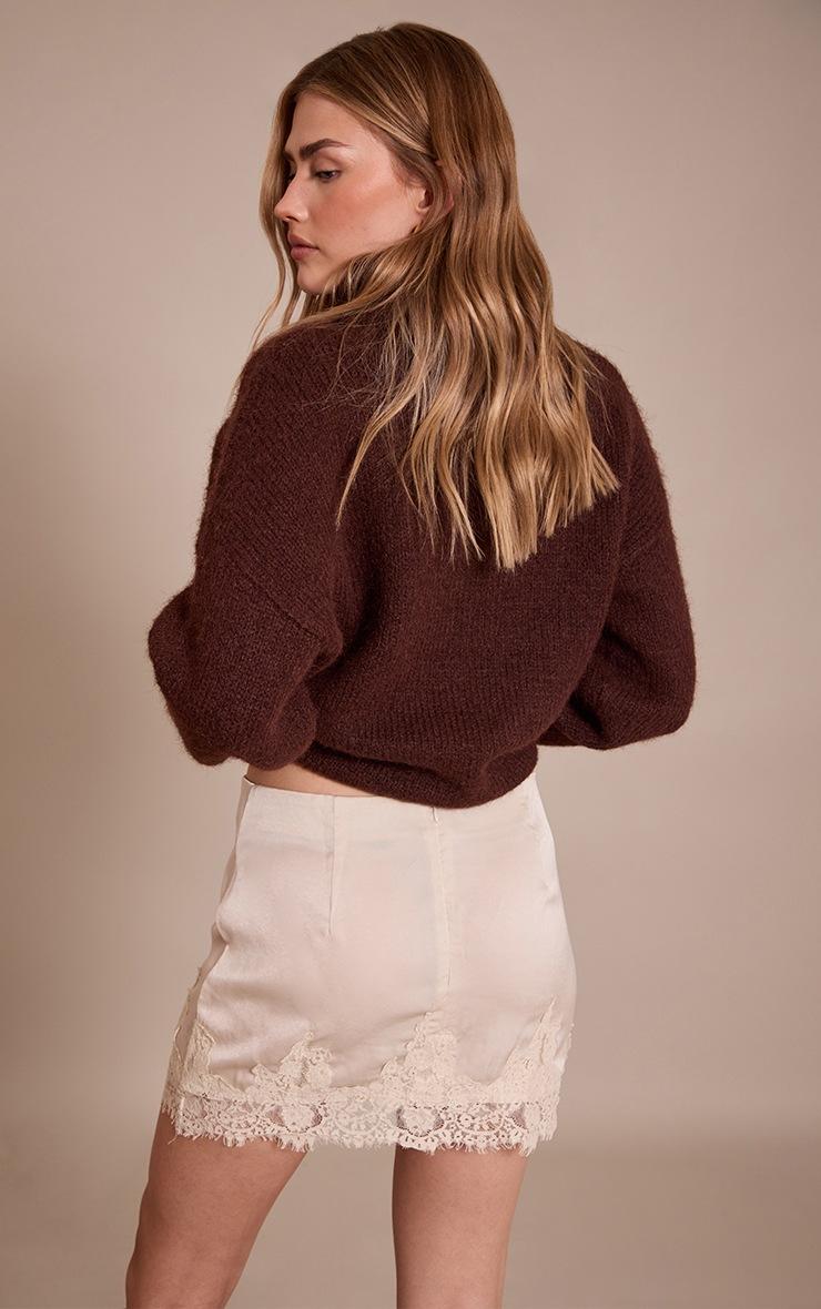 Pretty Little Thing Cream Satin Lace Trim Mini Skirt