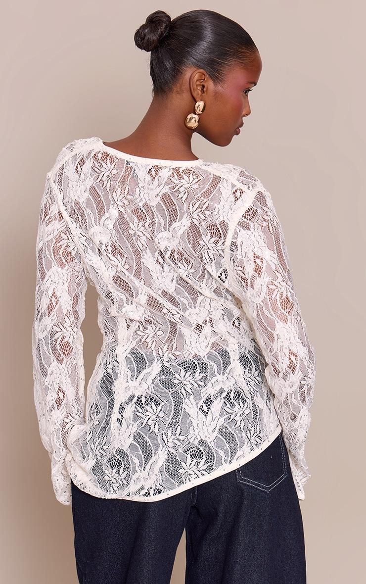 Pretty Little Thing Cream Sequin Lace Cowl Front Top