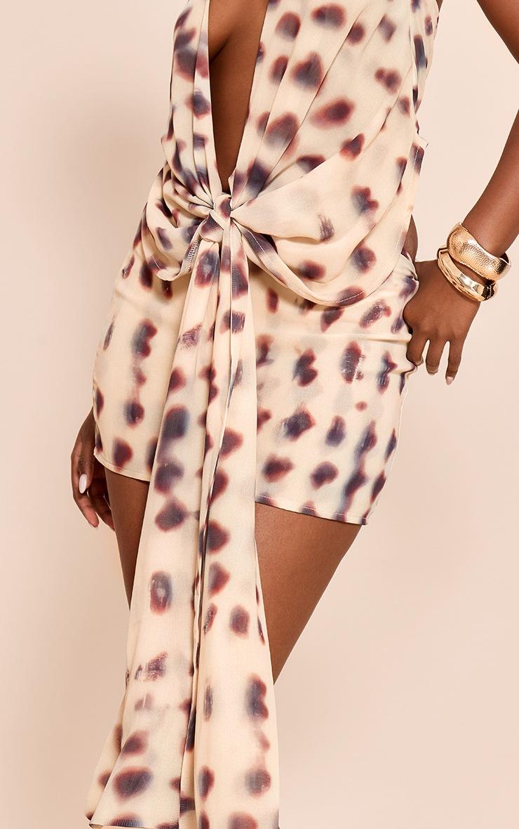 Pretty Little Thing Cream Shell Print Chiffon Mini Skirt