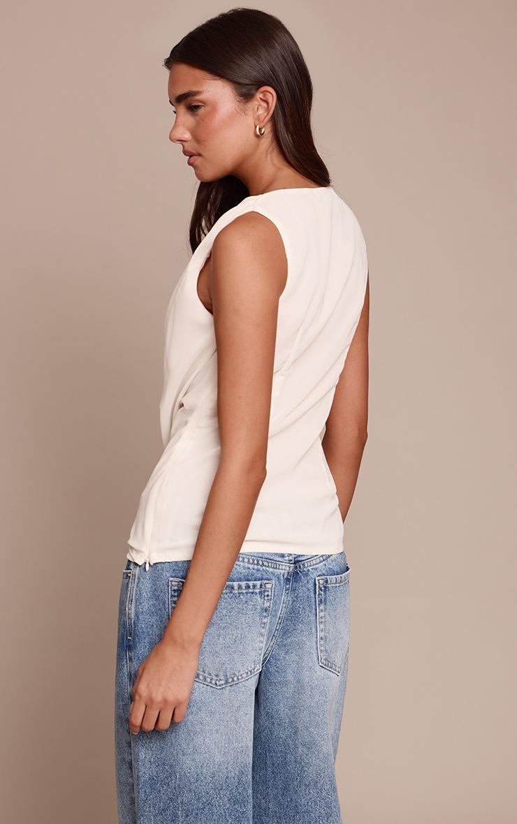 Pretty Little Thing Cream Sleeveless Chiffon Drape Top