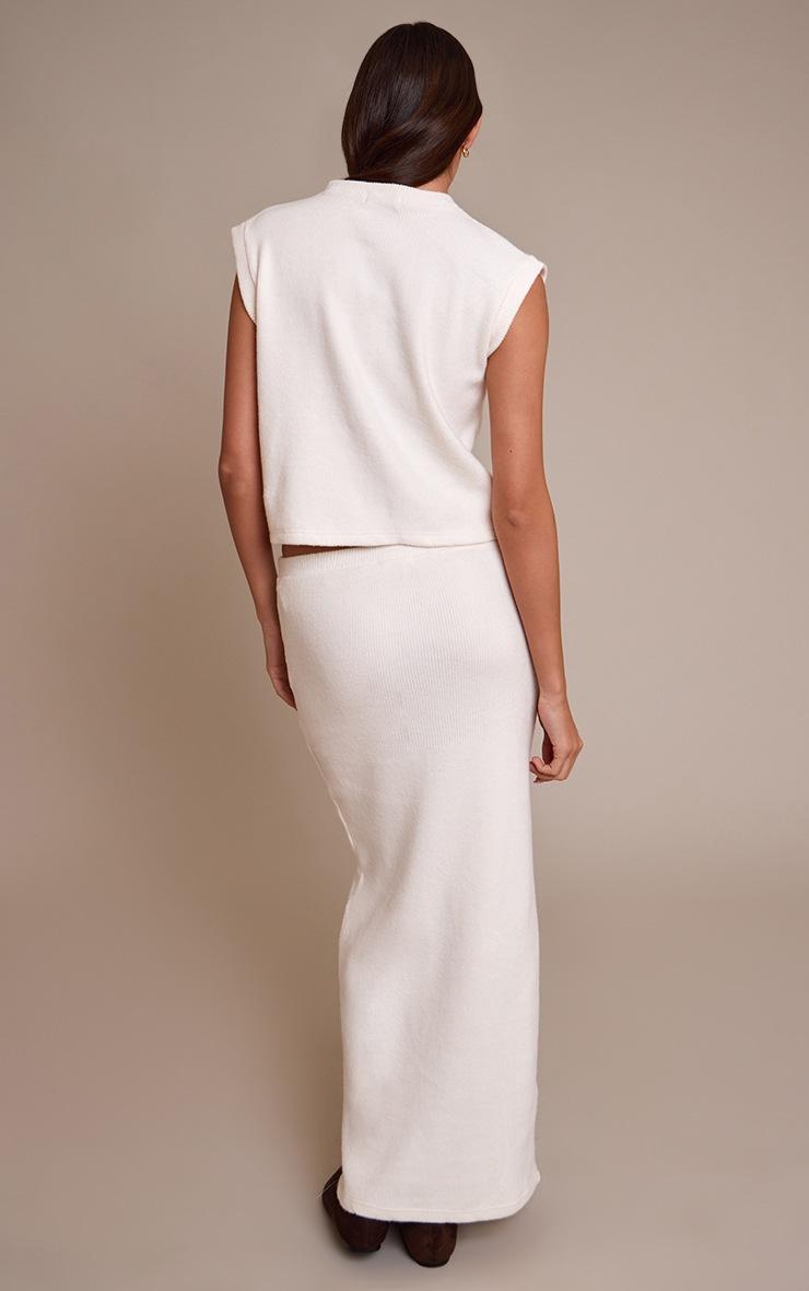 Pretty Little Thing Cream Soft Brushed Chunky Rib Maxi Skirt