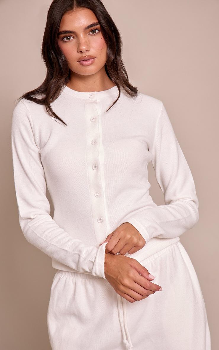 Pretty Little Thing Cream Soft Touch Button Down Top