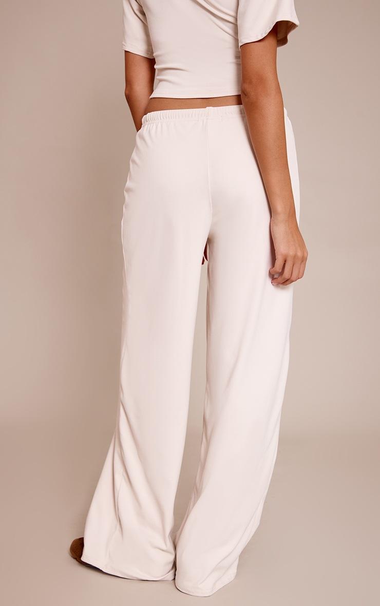 Pretty Little Thing Cream Soft Touch Tie Waist Casual Pants