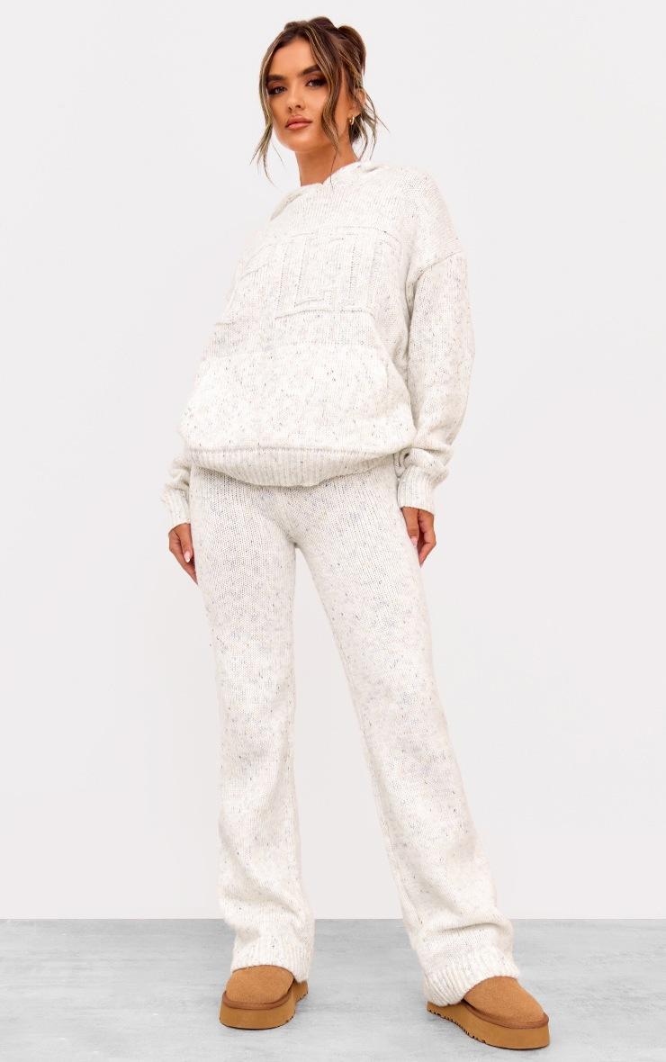 Pretty Little Thing Cream Space Dye Knitted Wide Leg Pants