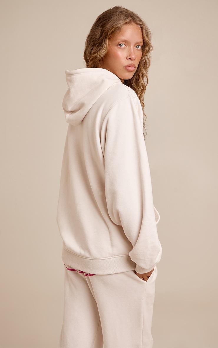 Pretty Little Thing Cream Sports Club Cotton Fleece Full Zip Hoodie