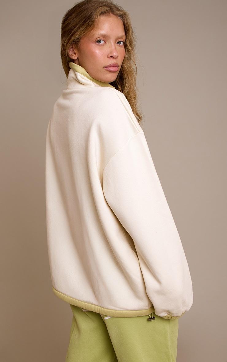 Pretty Little Thing Cream Sporty Club Embroidered Quarter Zip Sweatshirt