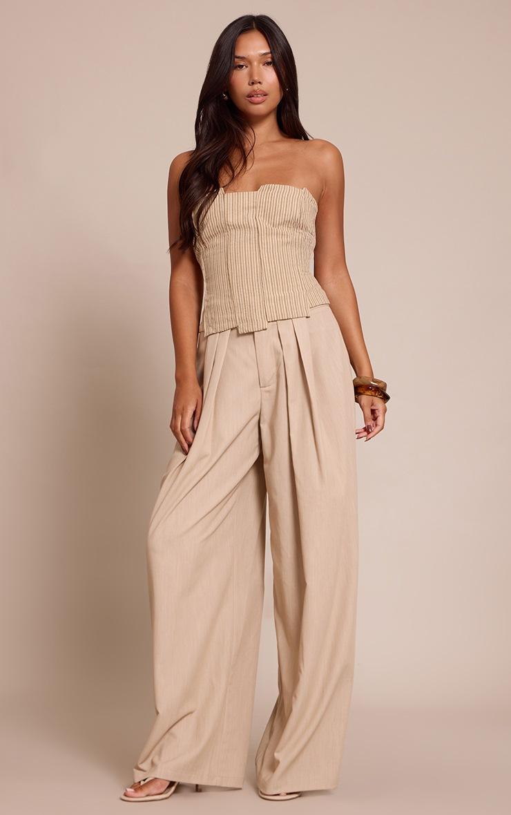 Pretty Little Thing Cream Striped Peach Skin Corset