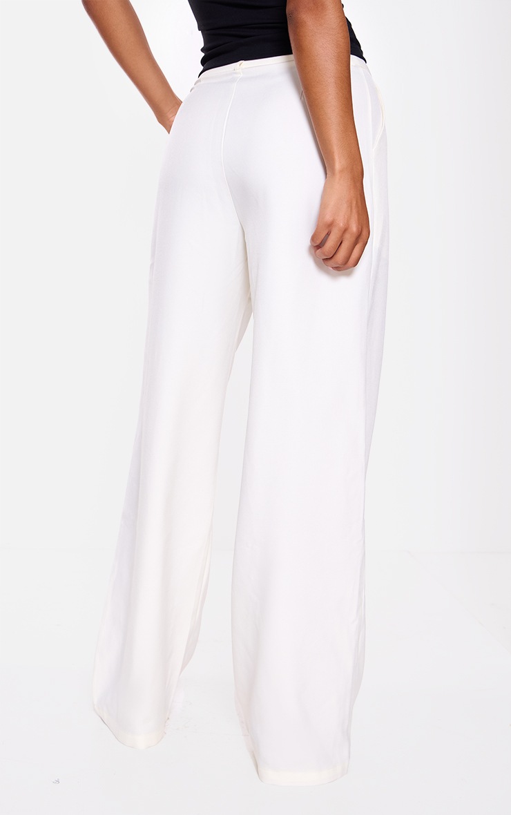 Pretty Little Thing Cream Structured Woven Tailored Wide Leg Pants