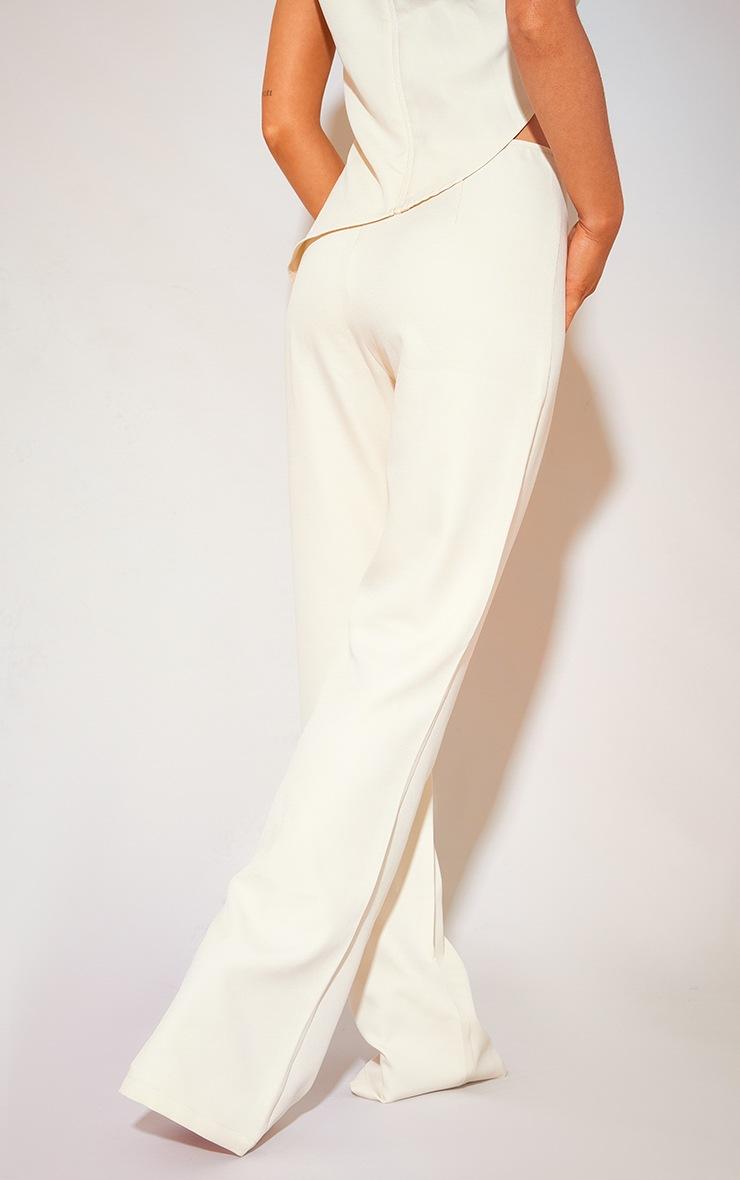Pretty Little Thing Cream Tailored Low Rise Skinny Flared Pants