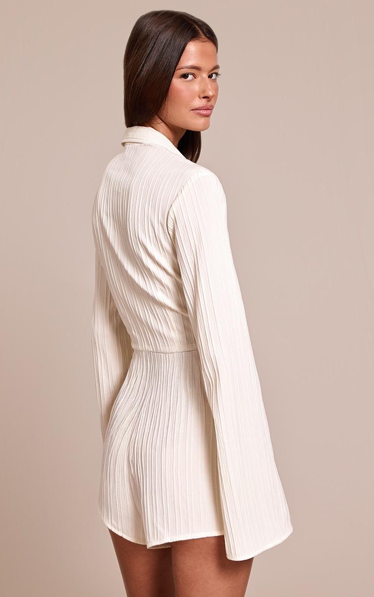Pretty Little Thing Cream Texture Button Down Romper
