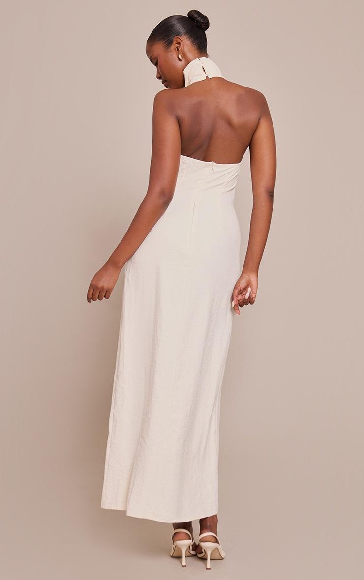 Pretty Little Thing Cream Textured Cowl Neck Sleeveless Maxi Dress