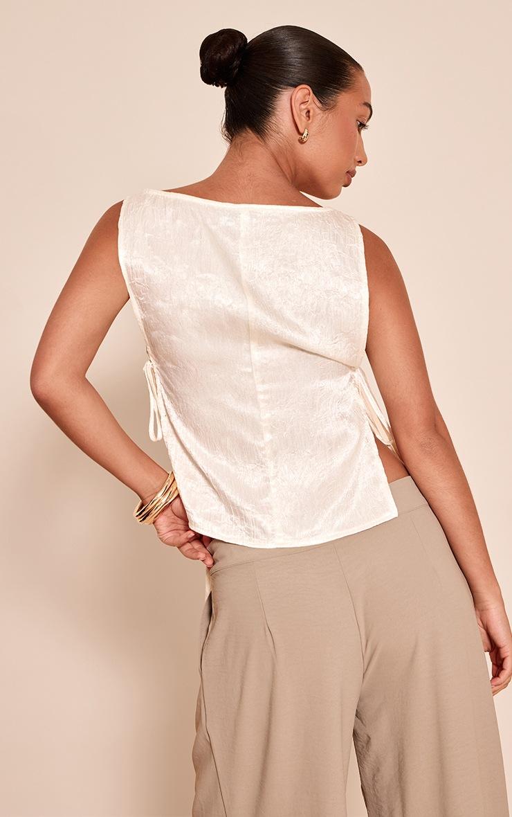 Pretty Little Thing Cream Textured Tie Side Long Top