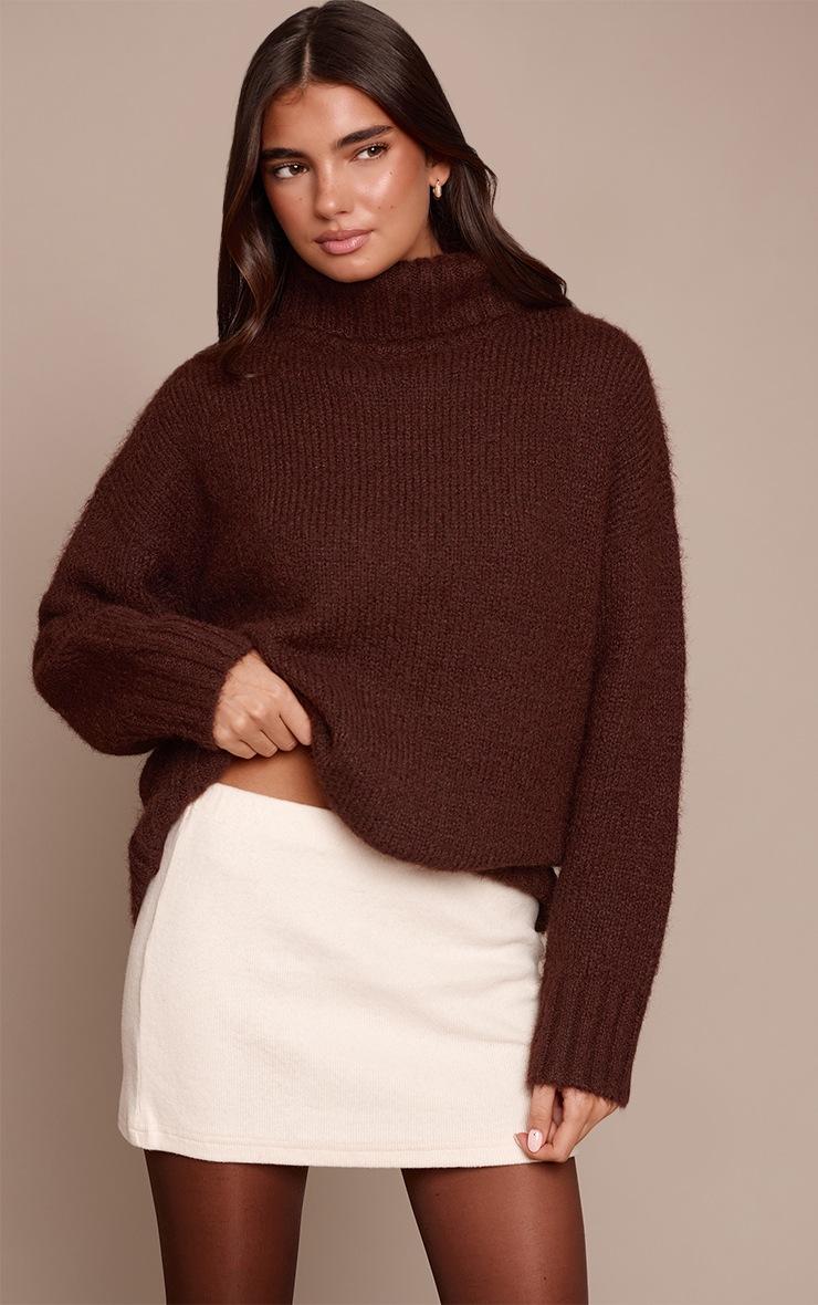 Pretty Little Thing Cream Thick Brushed Rib Mini Skirt