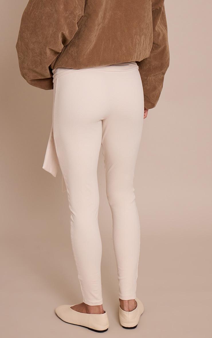 Pretty Little Thing Cream Ultra Soft Tie Waist Detail Leggings