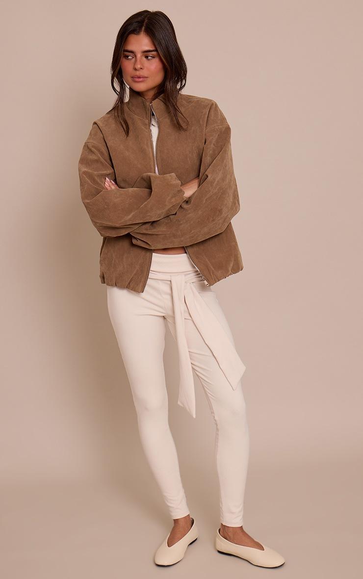 Pretty Little Thing Cream Ultra Soft Tie Waist Detail Leggings