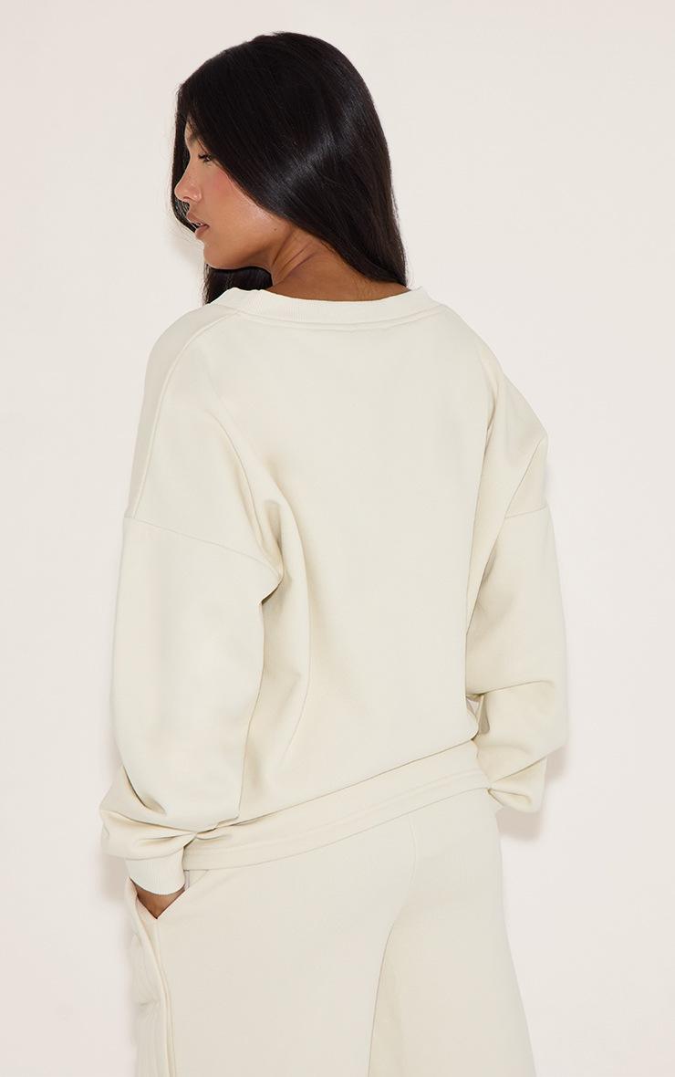 Pretty Little Thing Cream V Neck Oversized Sweatshirt
