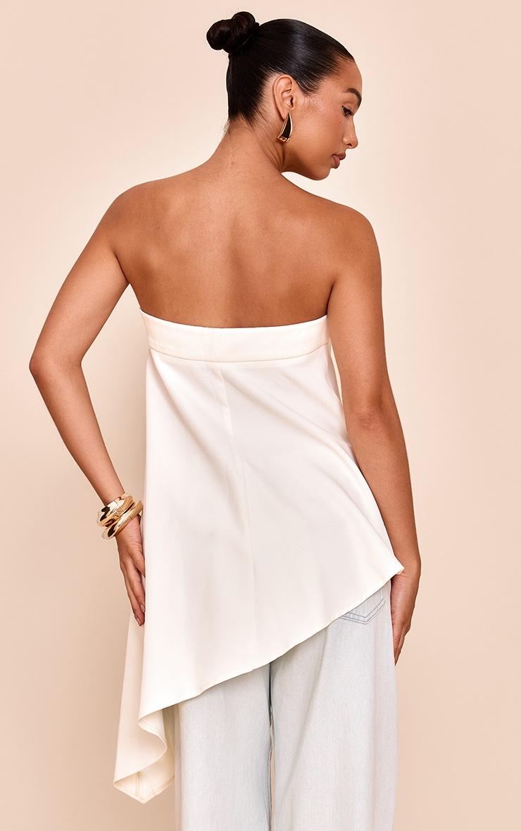 Pretty Little Thing Cream Woven Bandeau Asymmetric Hem Floaty Long Top