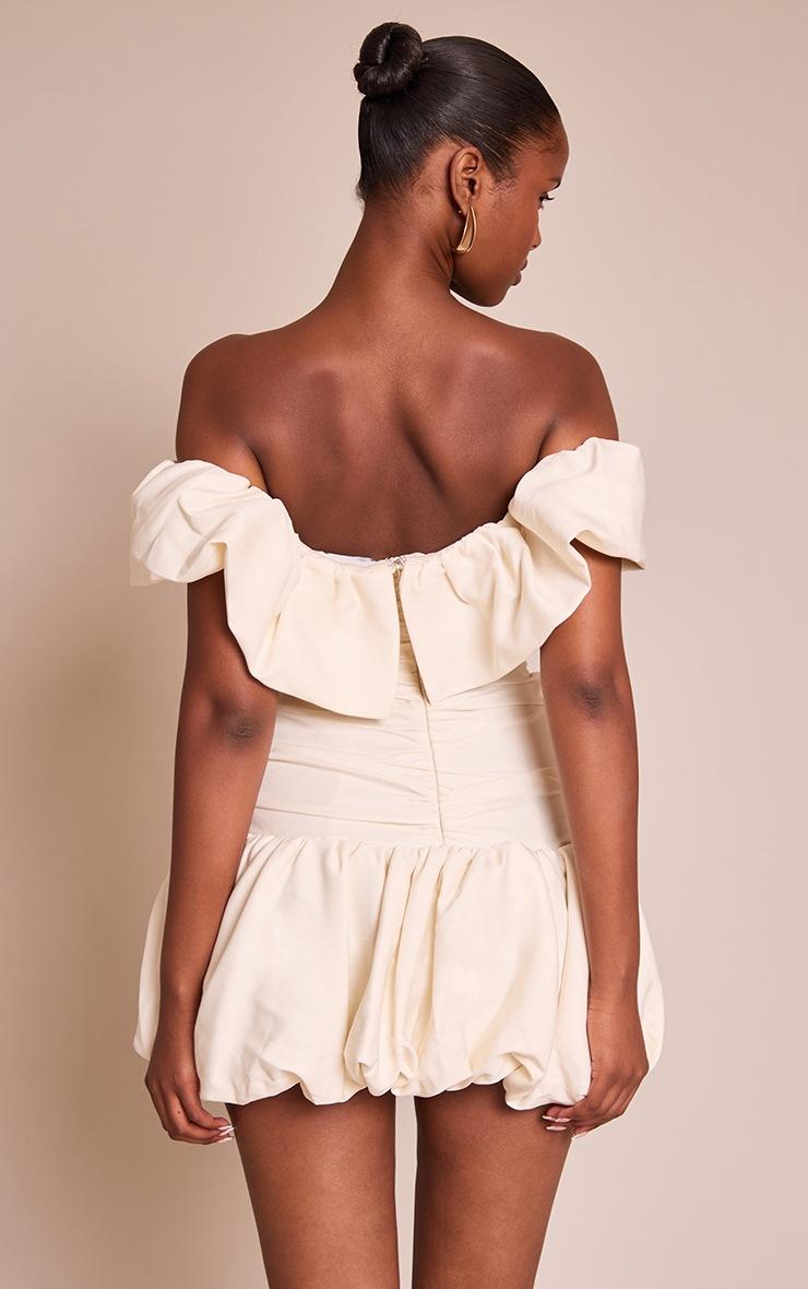 Pretty Little Thing Cream Woven Bandeau Ruched Shift Mini Dress