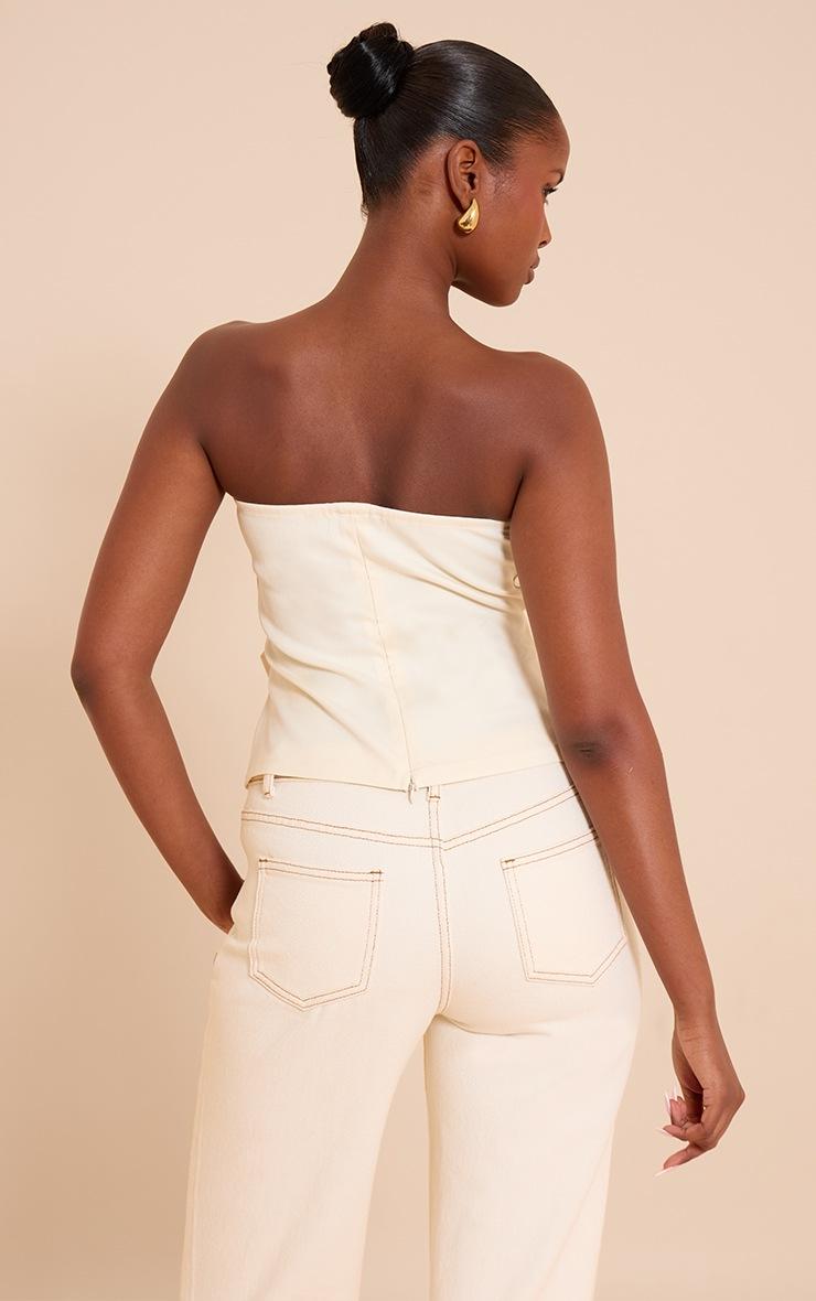 Pretty Little Thing Cream Woven Belted Trim Detail Bandeau Top