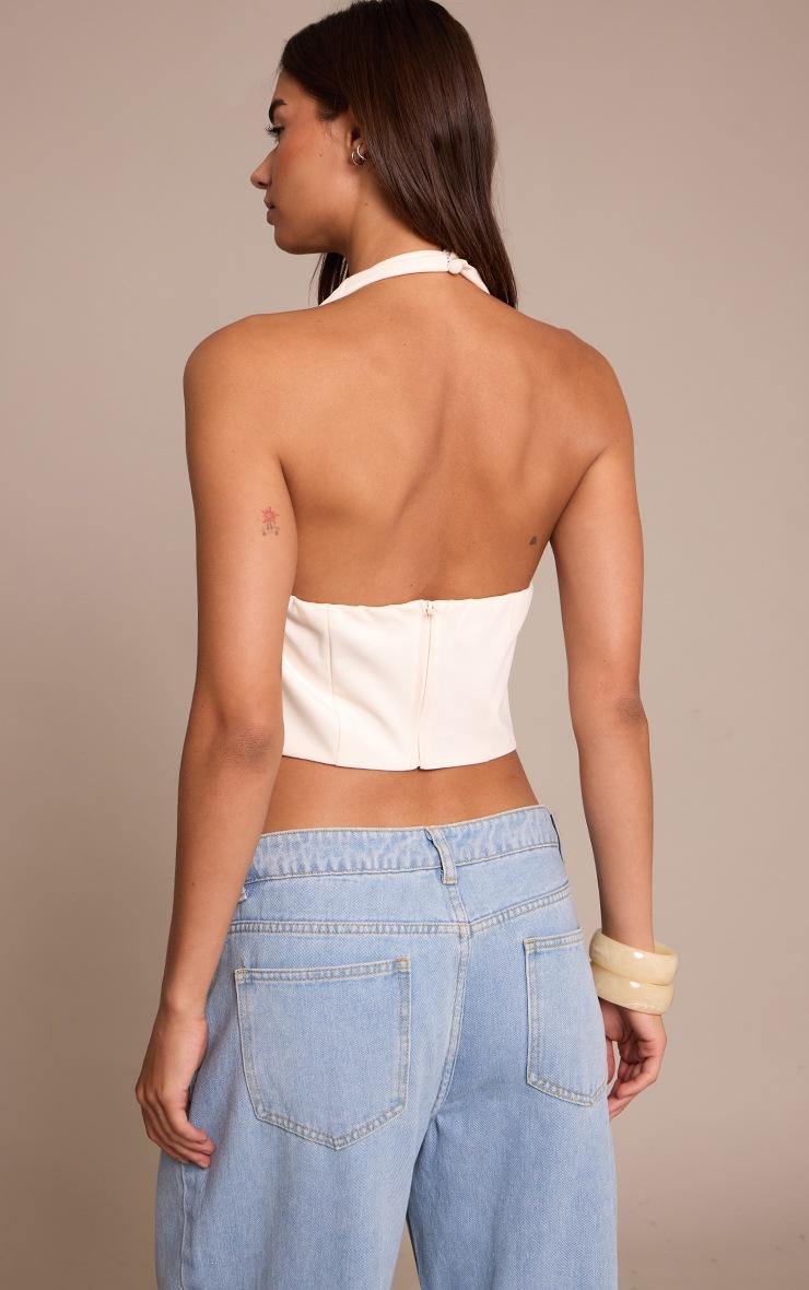 Pretty Little Thing Cream Woven Halterneck Cowl Long Top