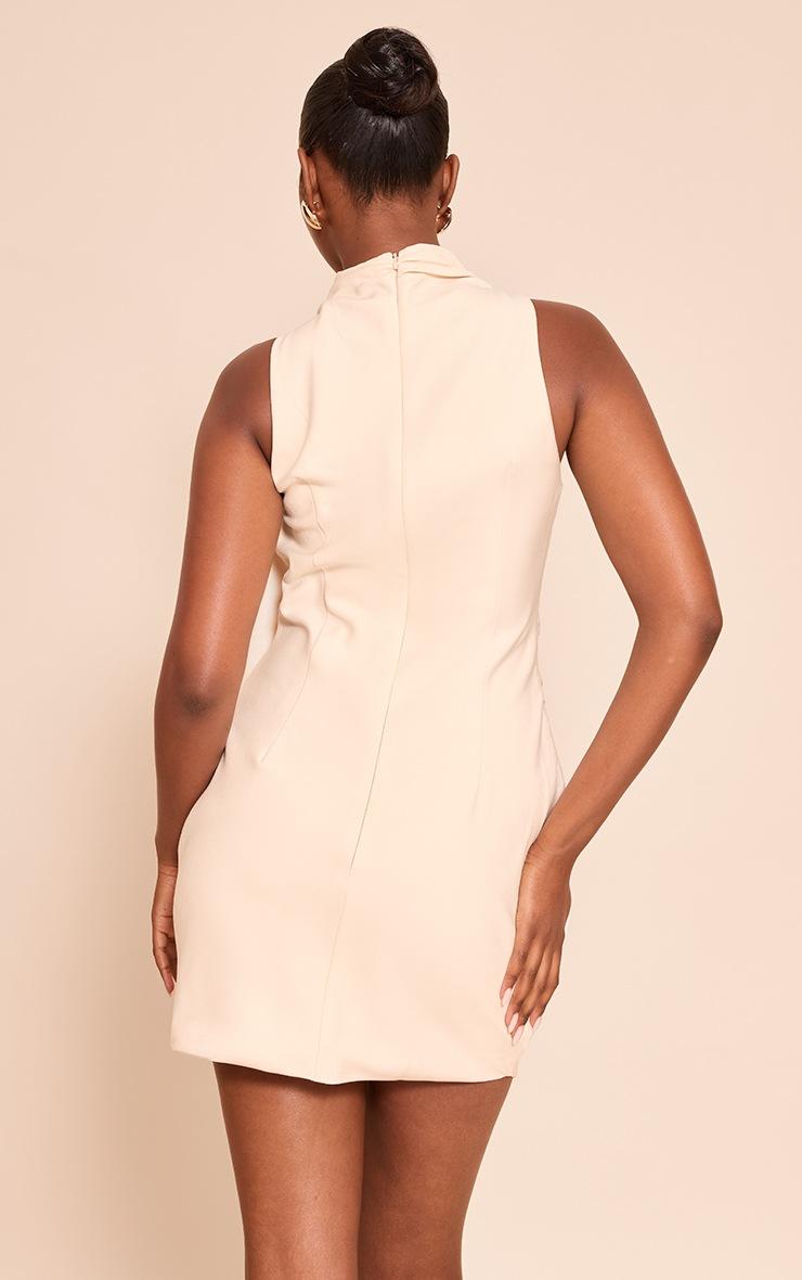 Pretty Little Thing Cream Woven High Neck Drape Mini Dress