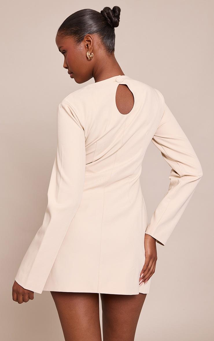 Pretty Little Thing Cream Woven Long Sleeve Mini Dress