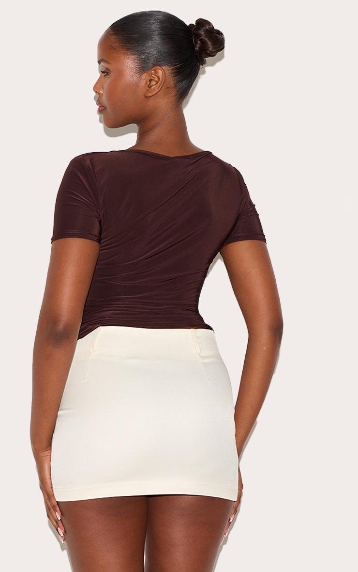 Pretty Little Thing Cream Woven Raw Edge Detail Mini Skort