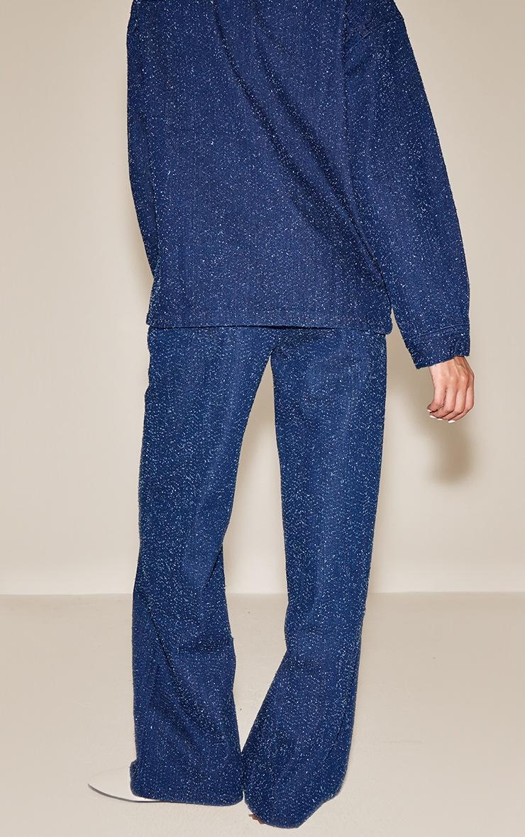 Pretty Little Thing Dark Blue Boucle Denim High Waist Denim Jeans