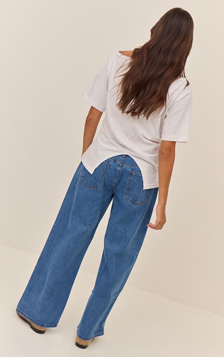 Pretty Little Thing Dark Blue Low Rise Wide Leg Jeans