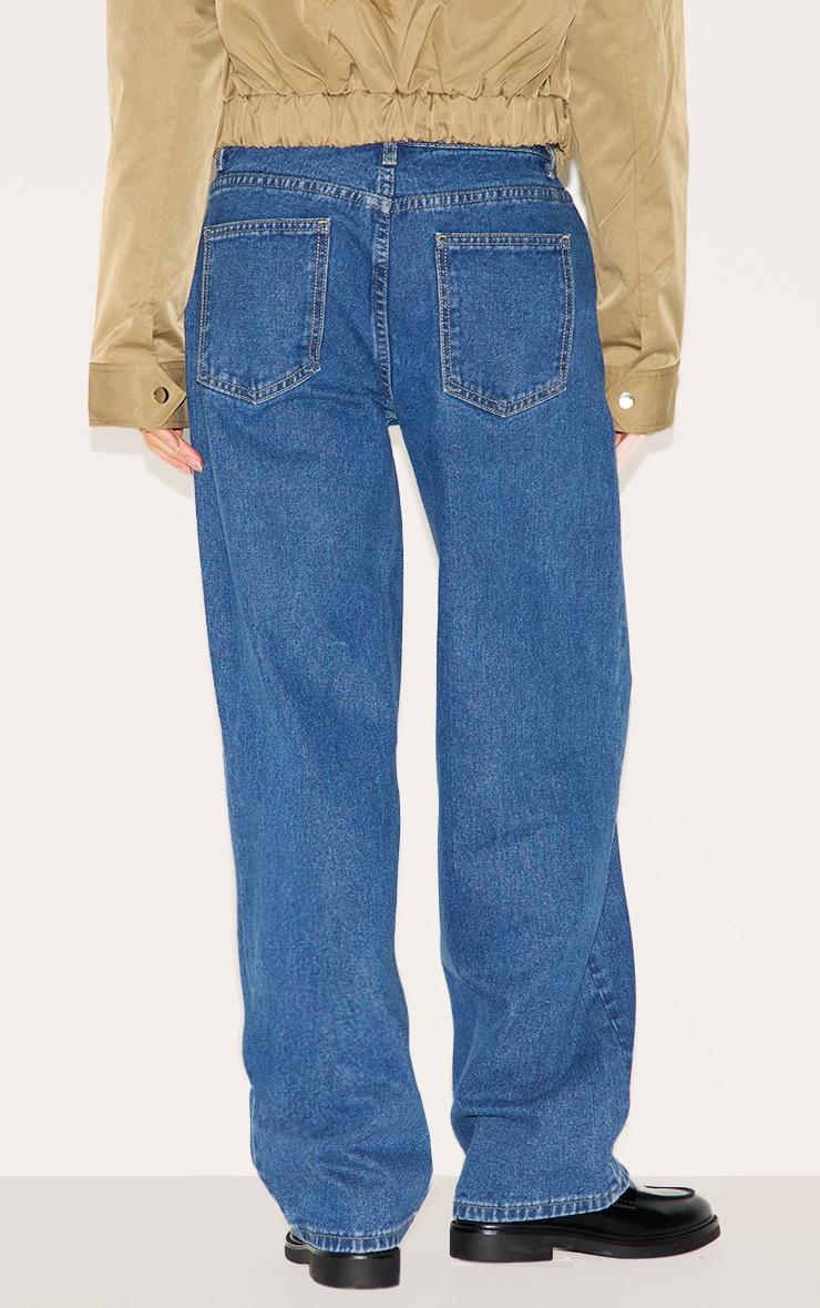 Pretty Little Thing Dark Blue Mid Rise Straight Leg Jeans