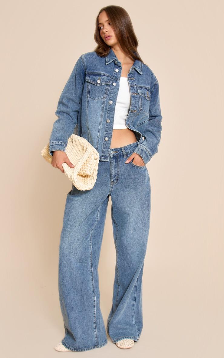 Pretty Little Thing Dark Blue Oversized Denim Shirt