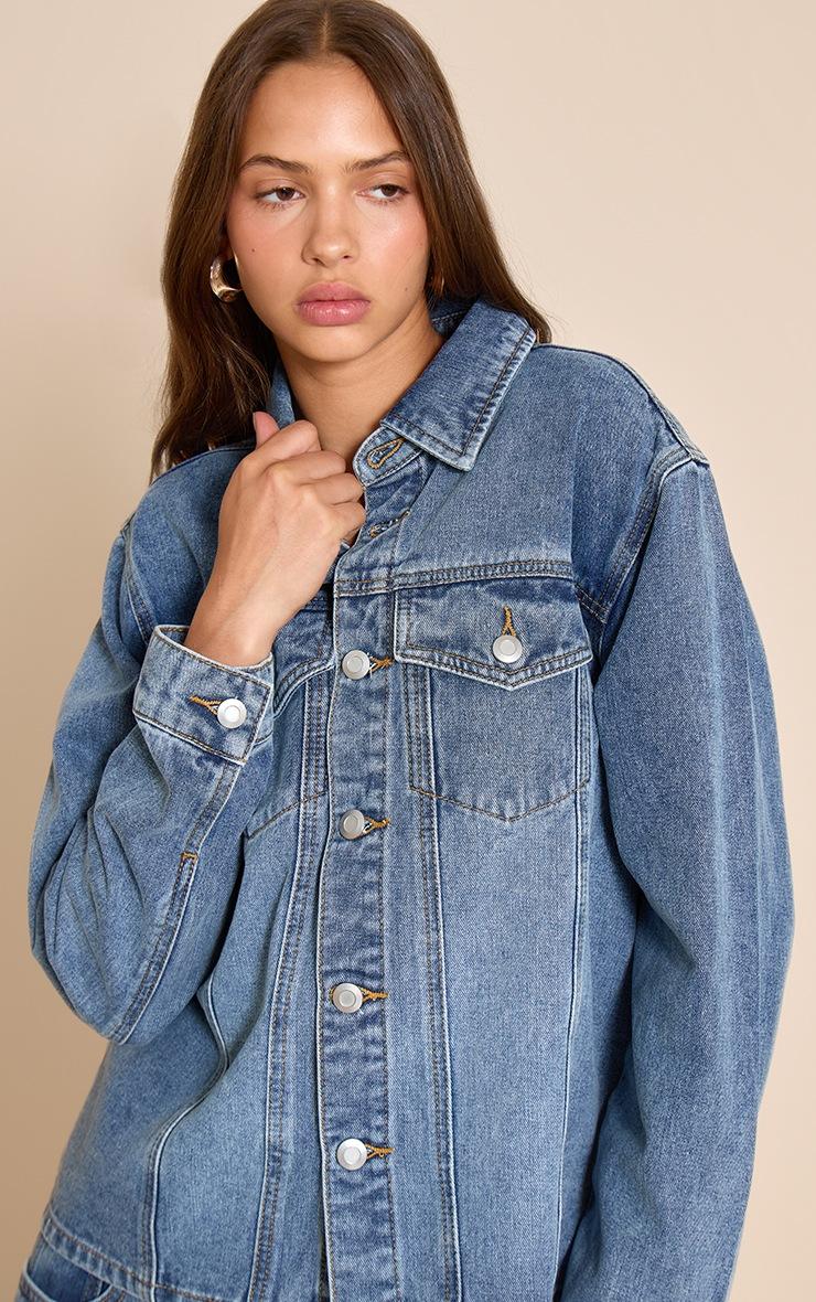Pretty Little Thing Dark Blue Oversized Denim Shirt