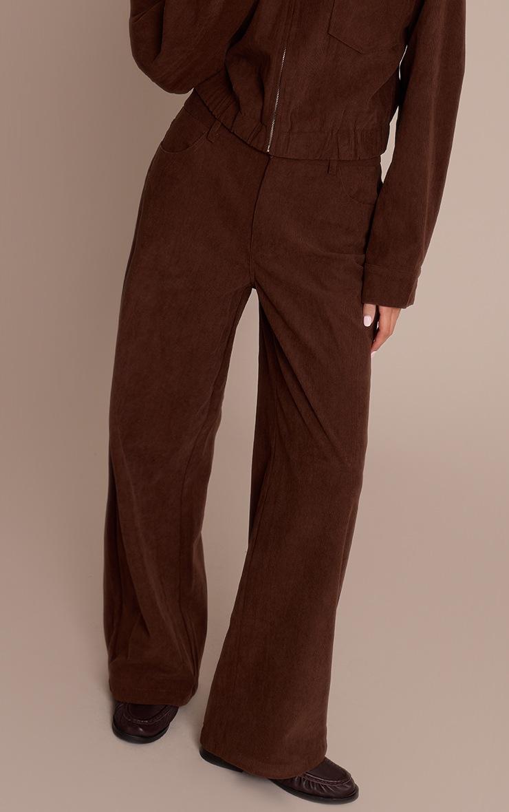 Pretty Little Thing Dark Brown Cord Straight Leg Pants