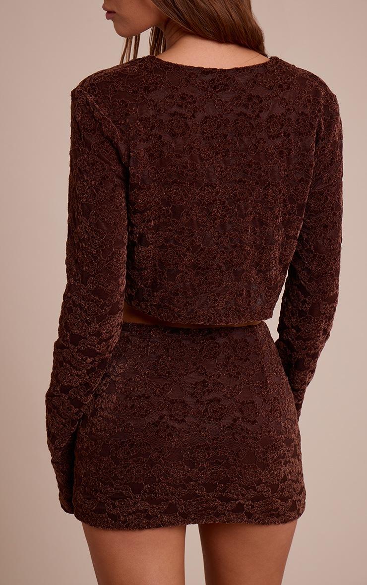 Pretty Little Thing Dark Brown Lace Mid Rise Mini Skirt