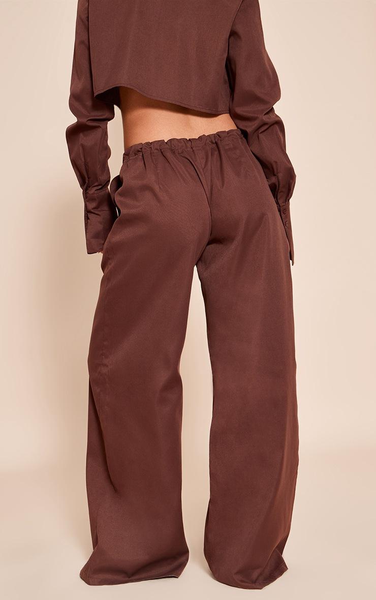 Pretty Little Thing Dark Brown Oversized Drawstring Straight Leg Pant