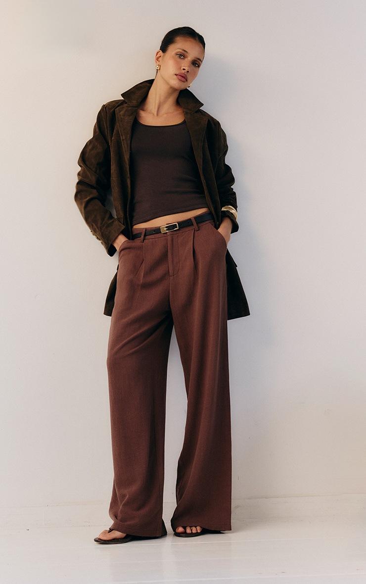 Pretty Little Thing Dark Brown Oversized Longline Faux Suede Blazer Coat