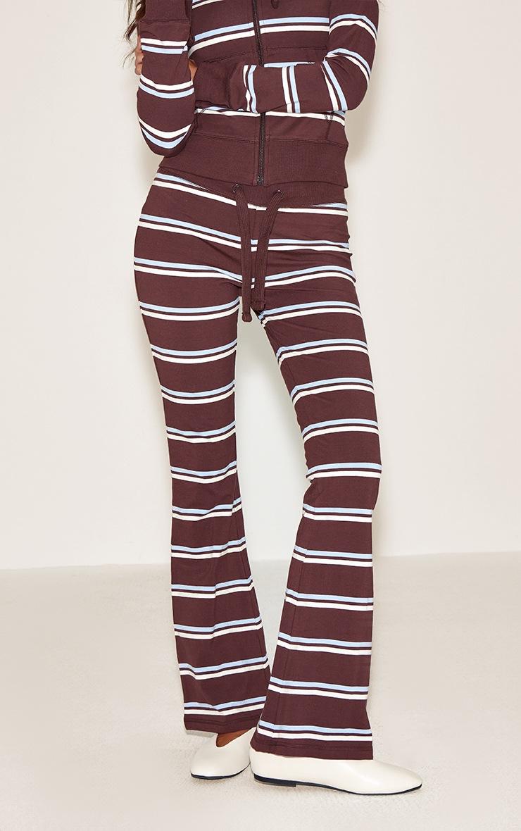 Pretty Little Thing Dark Brown Stripe Low Rise Skinny Flare Pants