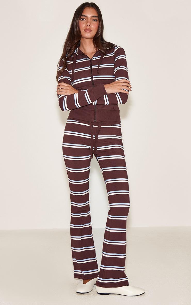 Pretty Little Thing Dark Brown Stripe Low Rise Skinny Flare Pants