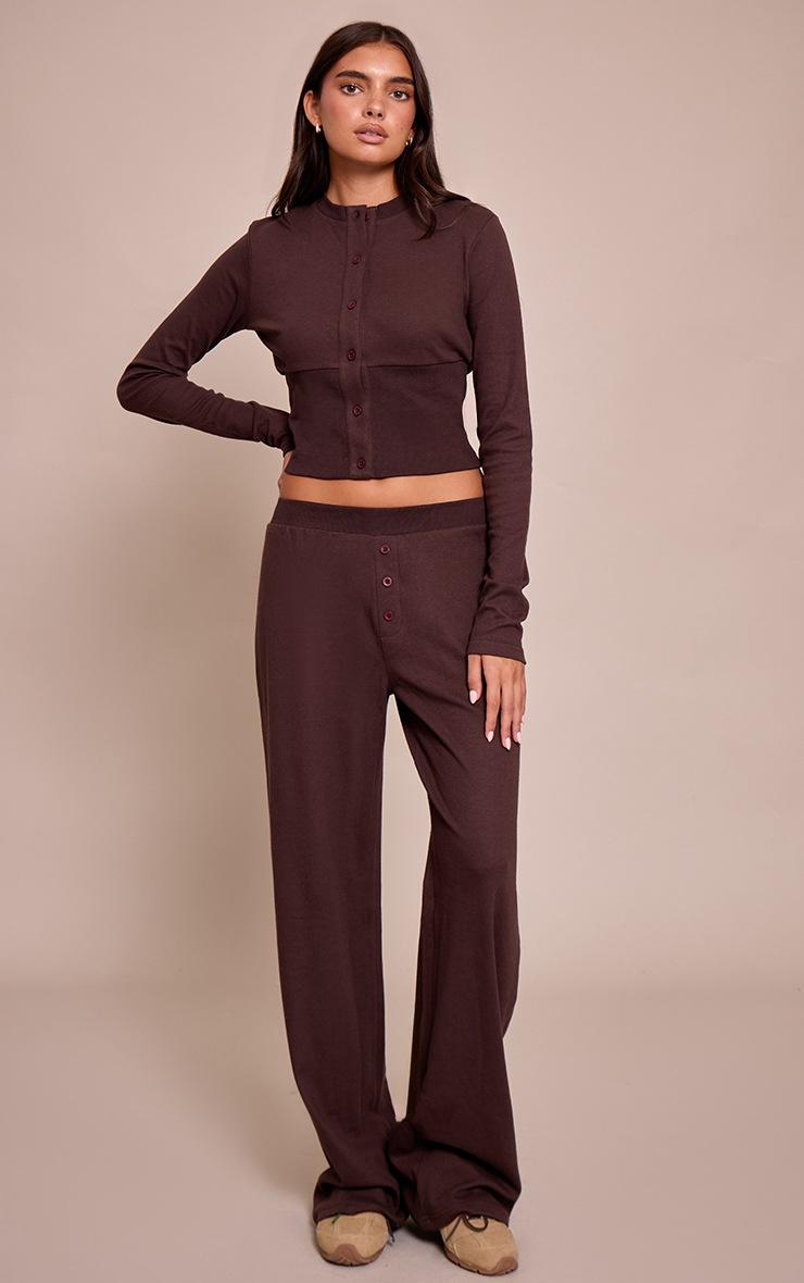 Pretty Little Thing Dark Brown Super Soft Wide Leg Pants