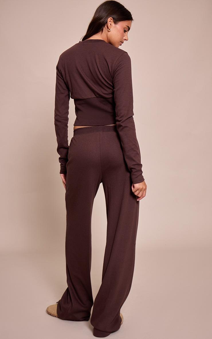 Pretty Little Thing Dark Brown Super Soft Wide Leg Pants