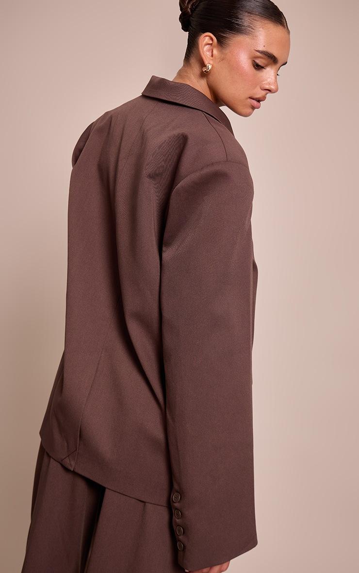 Pretty Little Thing Dark Brown Tailored Woven Oversized Dad Blazer