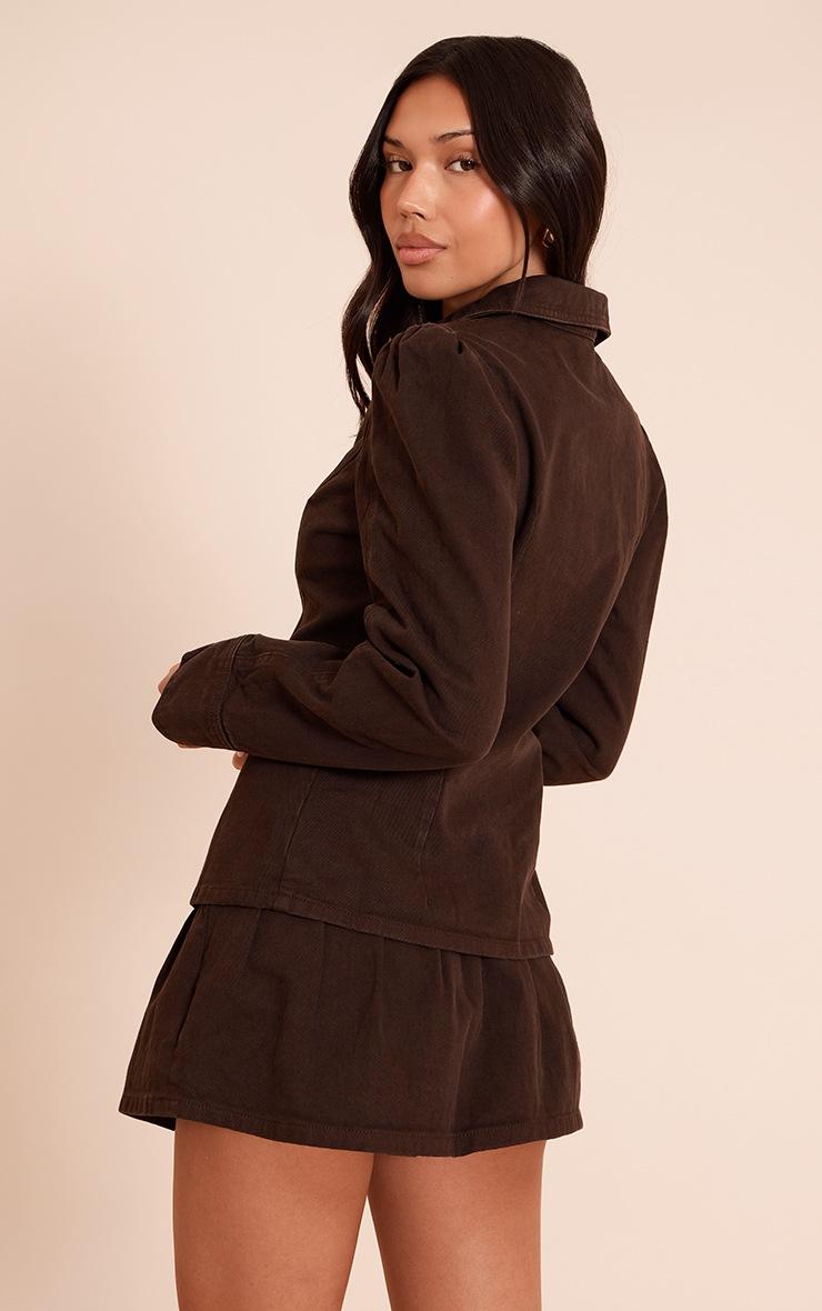 Pretty Little Thing Dark Chocolate Cinched Waist Denim Shirt
