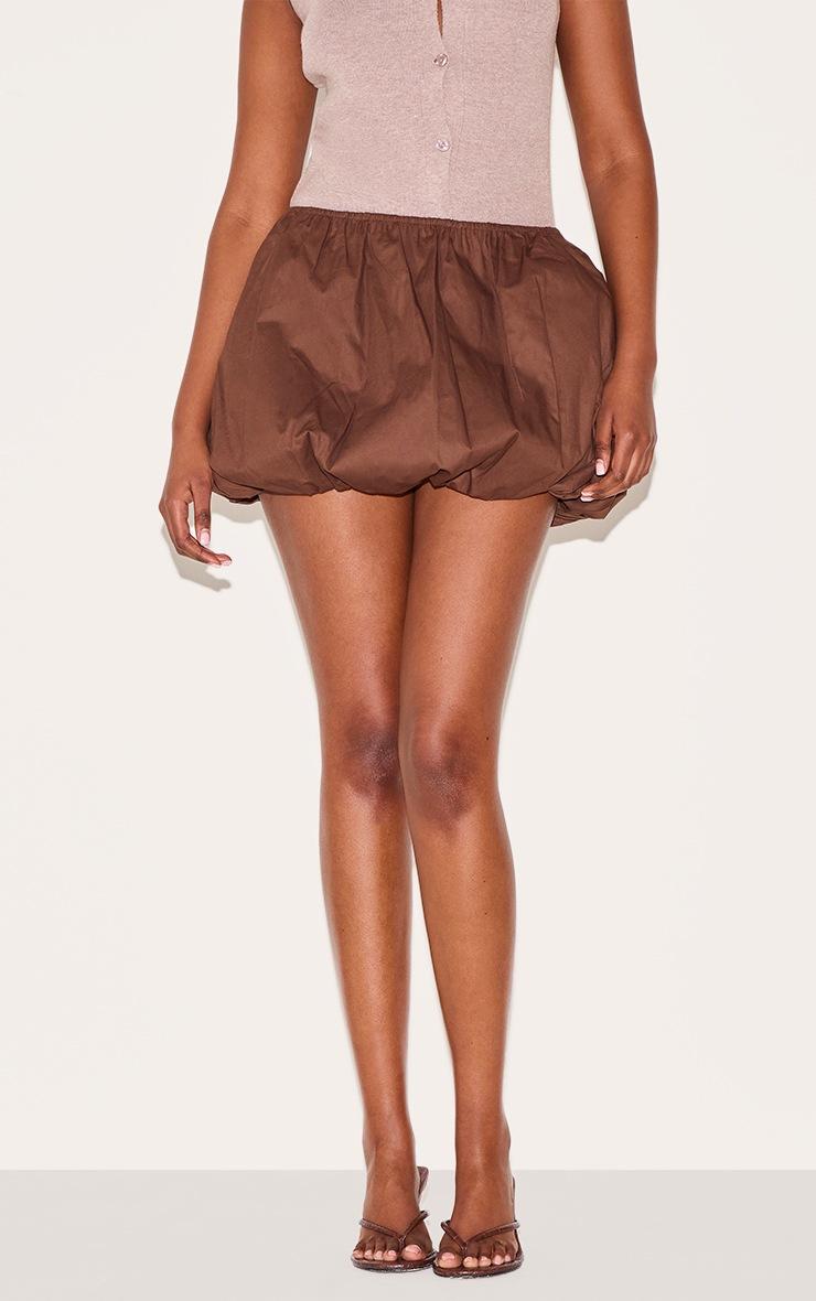 Pretty Little Thing Dark Chocolate Cotton Puffball Mini Skirt