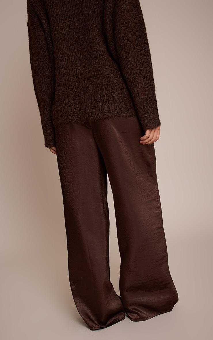 Pretty Little Thing Dark Chocolate Crinkle Satin Slouchy Drawstring Pants