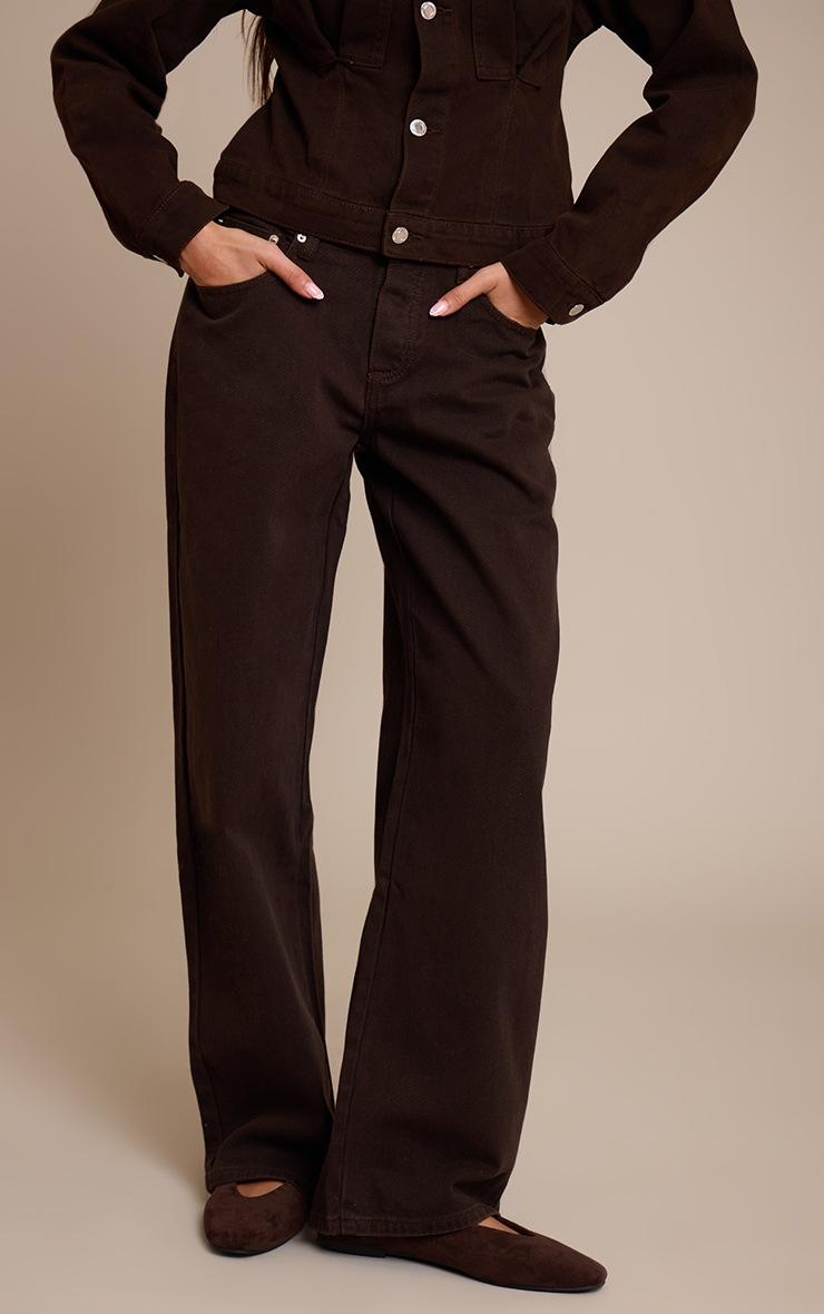 Pretty Little Thing Dark Chocolate Dip Front Straight Leg Jeans