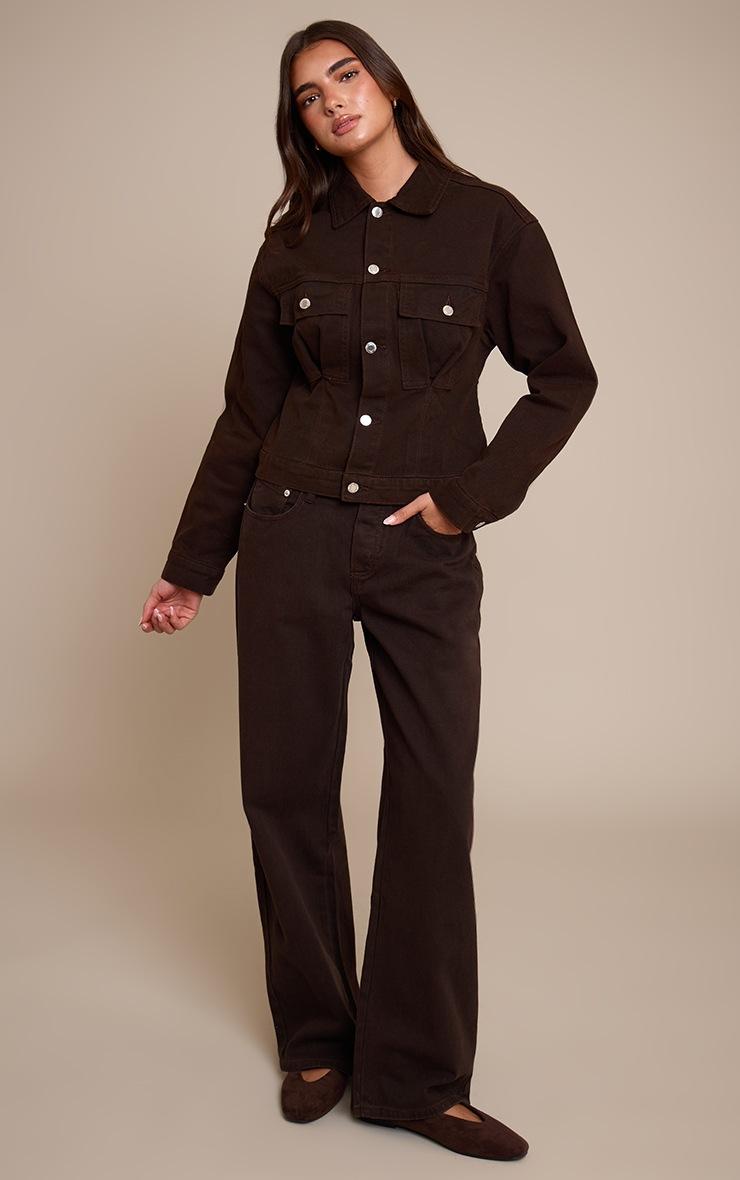 Pretty Little Thing Dark Chocolate Dip Front Straight Leg Jeans