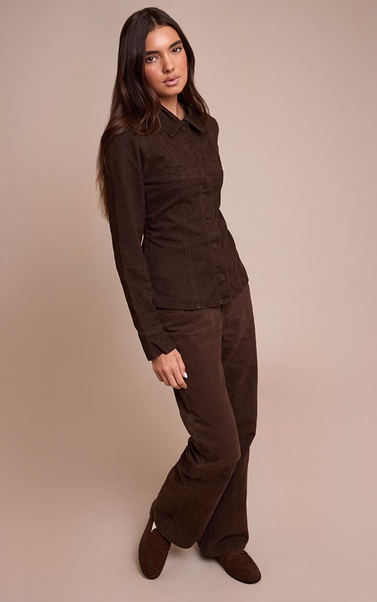 Pretty Little Thing Dark Chocolate High Waist Straight Leg