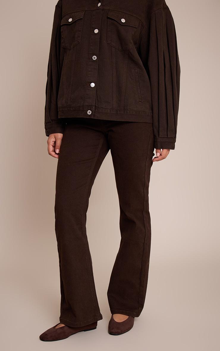 Pretty Little Thing Dark Chocolate High Waisted Denim Bootcut Jeans
