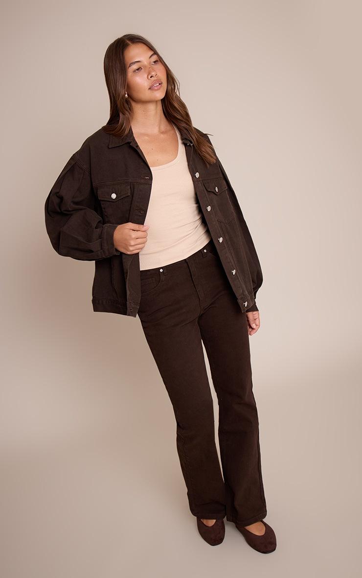 Pretty Little Thing Dark Chocolate High Waisted Denim Bootcut Jeans